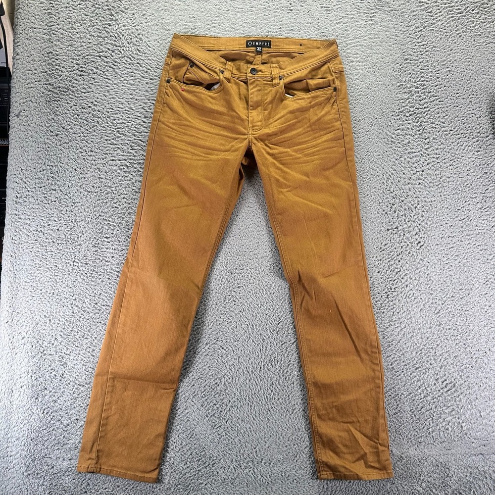 Empyre Pant Men 32x32 Brown Cotton Chino Straight Business Career Preppy Stretch